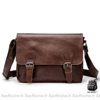 Sac Besace Cuir Vintage Femme - modèle Café - Sac Roche ™