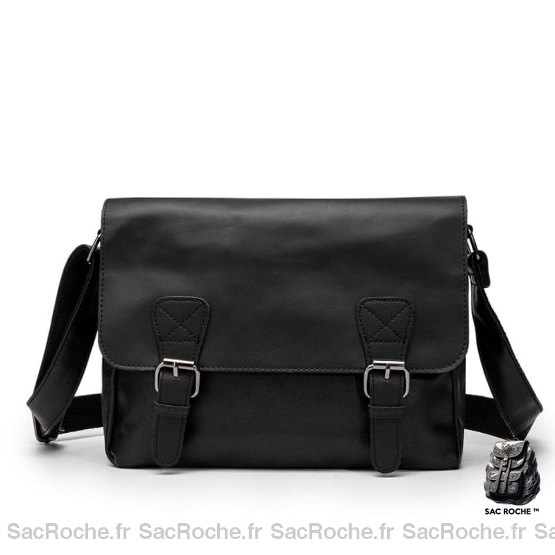 Sac Besace Cuir Vintage Femme Noir