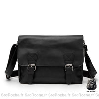 Sac Besace Cuir Vintage Femme - modèle Noir - Sac Roche ™