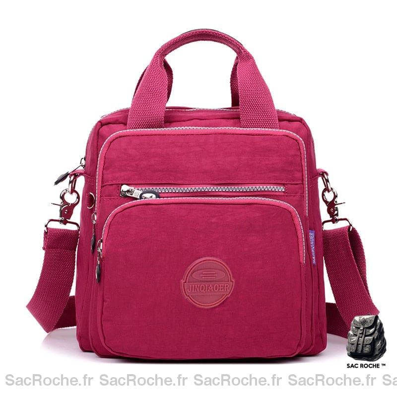 Sac Besace Femme À Fermeture Éclair Rose Violacé / 25X15X26Cm