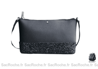 Sac Besace Femme à Paillettes - modèle Noir / 24x4.5x15cm - Sac Roche ™