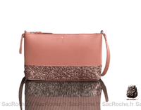 Sac Besace Femme à Paillettes - modèle Rose / 24x4.5x15cm - Sac Roche ™