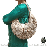 Sac Besace Femme Artisanal - modèle Blanc cassé - Sac Roche ™