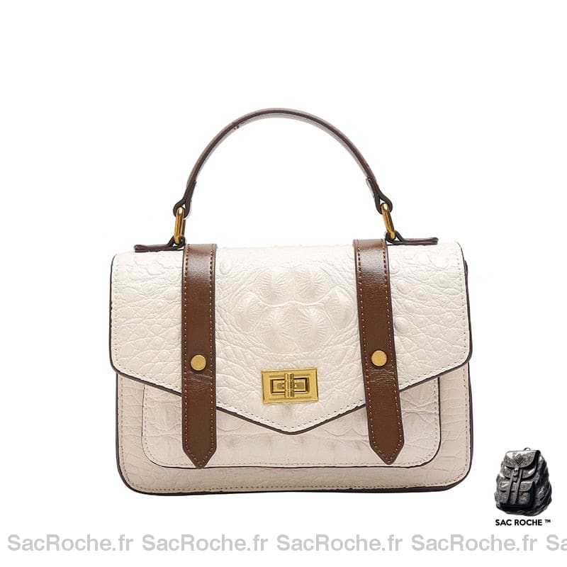 Sac Besace Femme Blanc Cuir / 20X6X14Cm