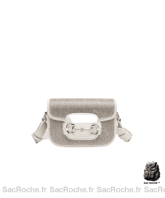 Sac Besace Femme Blanc - Style Élégant Argenté / 18X12Cm