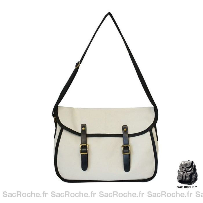 Sac Besace Femme Blanc Tissu