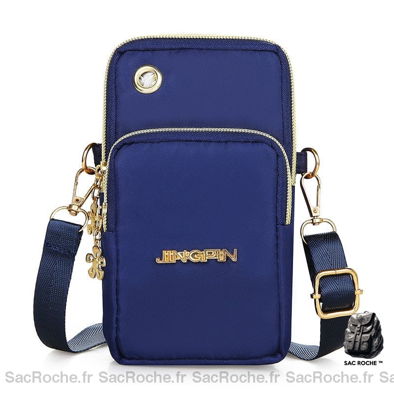 Sac Besace Femme Bleu Cuir Cerise / 10X18Cm