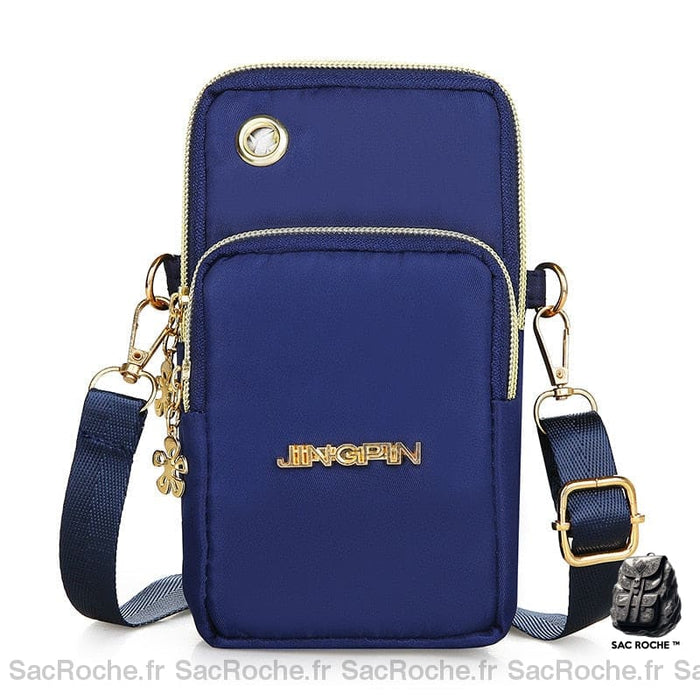 Sac Besace Femme Bleu Cuir Cerise / 10X18Cm