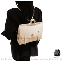 Sac Besace Femme Cartable - modèle Blanc / 30x24x11cm - Sac Roche ™