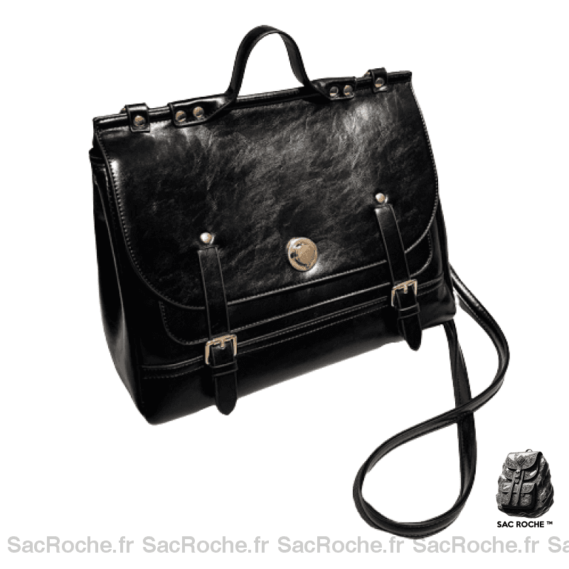 Sac Besace Femme Cartable Noir / 30X24X11Cm
