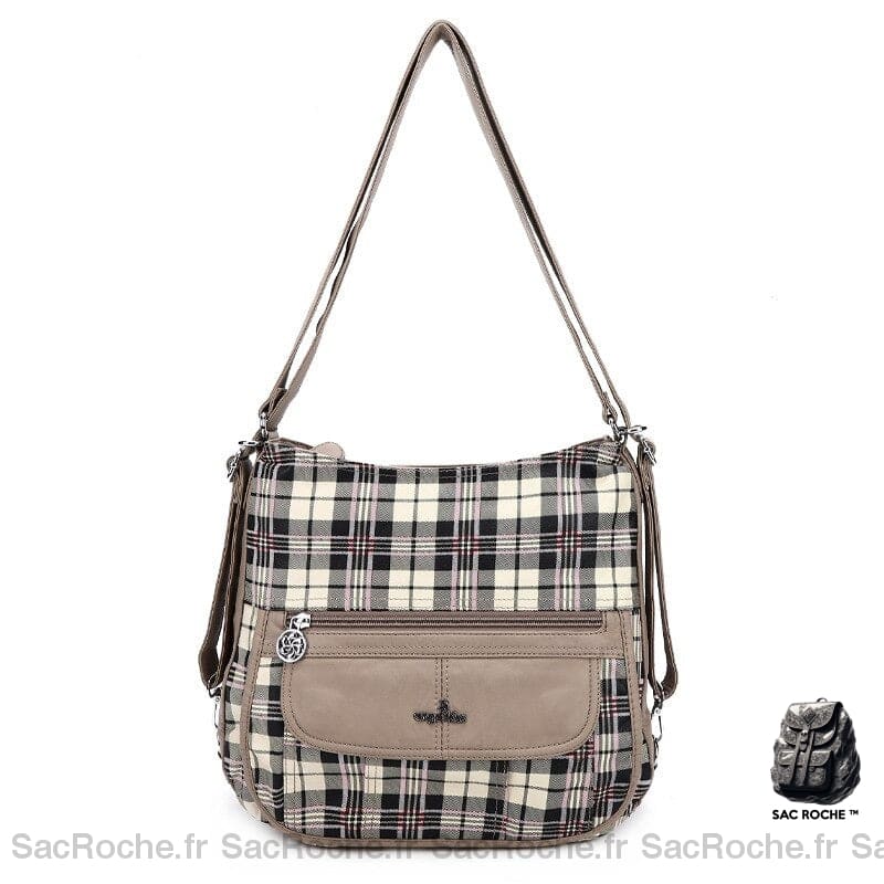 Sac Besace Femme Cours Blanc À Carreaux