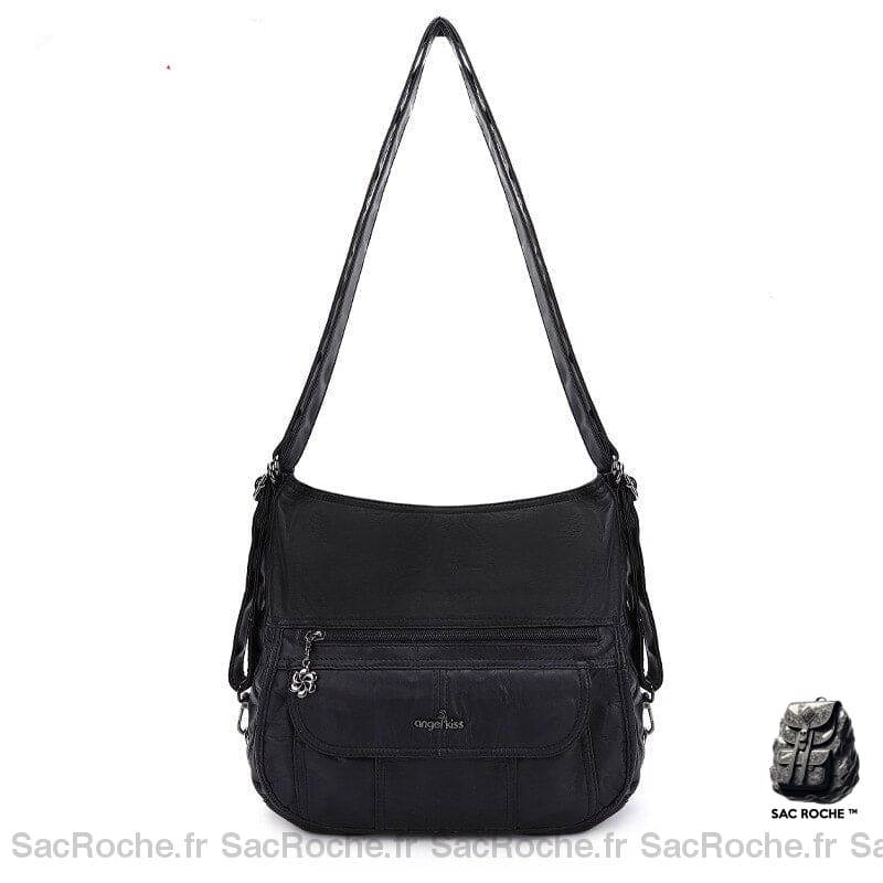 Sac Besace Femme Cours Noir