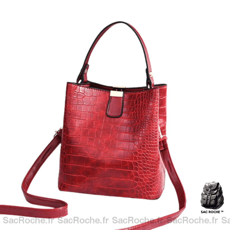 Sac Besace Femme Croco - Style Élégant Bordeaux