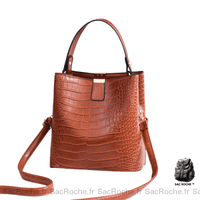 Sac Besace Femme Croco - Style Élégant - modèle Marron - Sac Roche ™