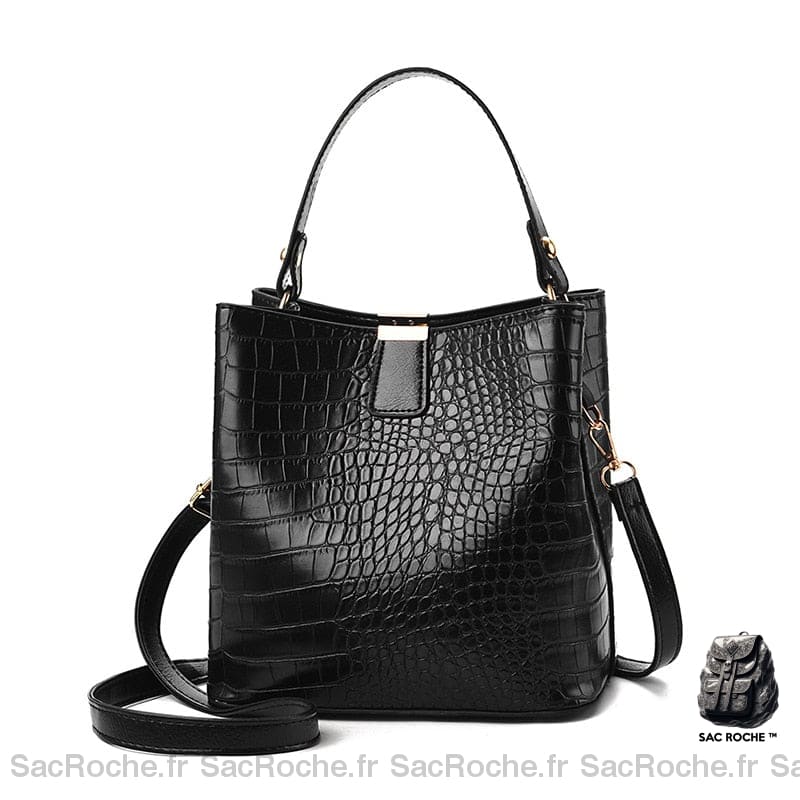 Sac Besace Femme Croco - Style Élégant Noir