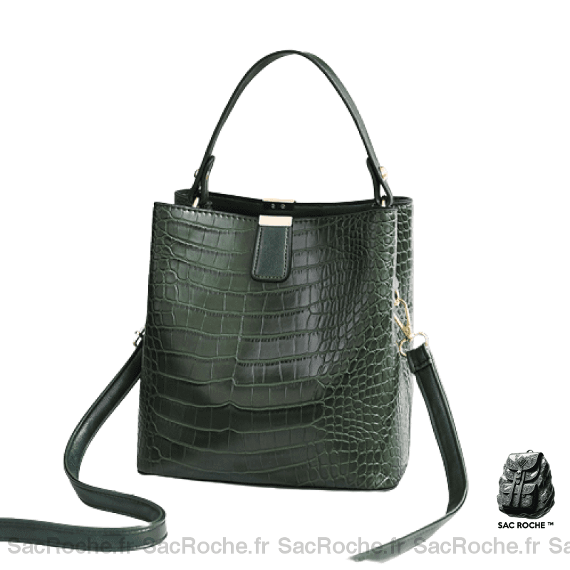 Sac Besace Femme Croco - Style Élégant Vert Armé