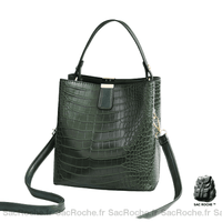 Sac Besace Femme Croco - Style Élégant - modèle Vert armé - Sac Roche ™