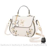 Sac Besace Femme Cuir Fermeture éclaire - modèle Blanc - Sac Roche ™