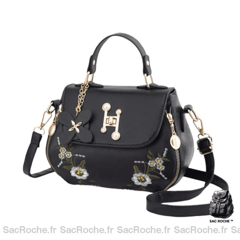 Sac Besace Femme Cuir Fermeture Éclaire Noir
