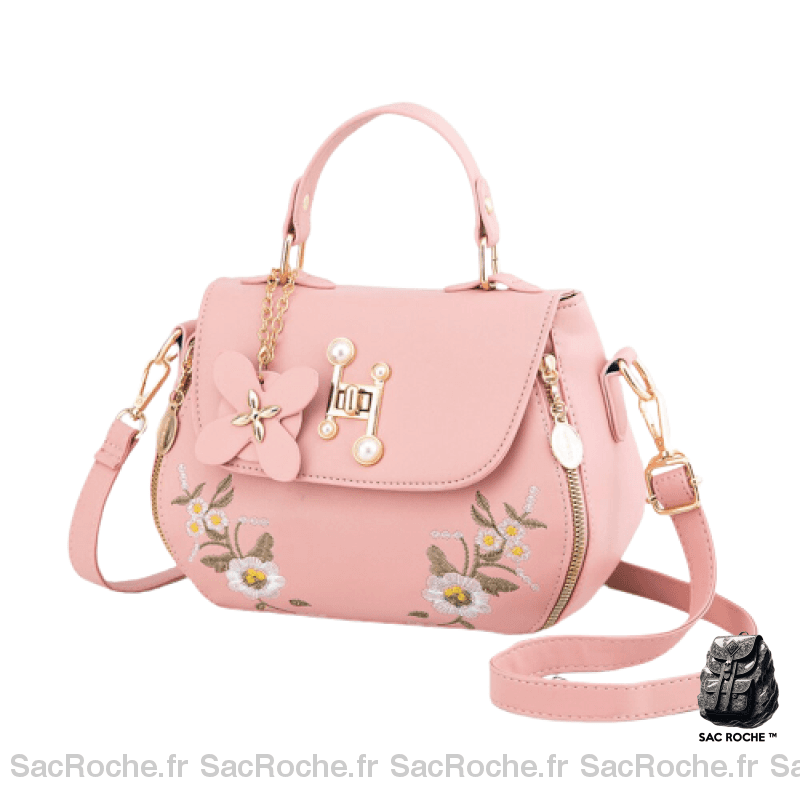 Sac Besace Femme Cuir Fermeture Éclaire Rose