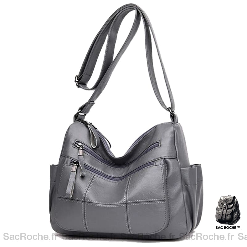 Sac Besace Femme Cuir Gris