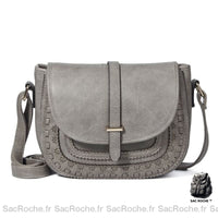 Sac Besace Femme Cuir - modèle Gris - Sac Roche ™