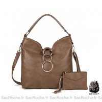 Sac Besace Femme Cuir Simili Court - modèle Café - Sac Roche ™
