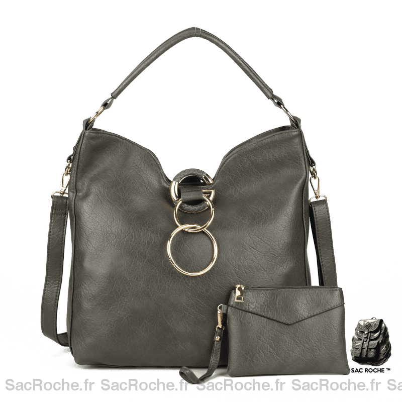 Sac Besace Femme Cuir Simili Court Gris