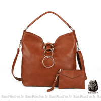 Sac Besace Femme Cuir Simili Court - modèle Marron - Sac Roche ™