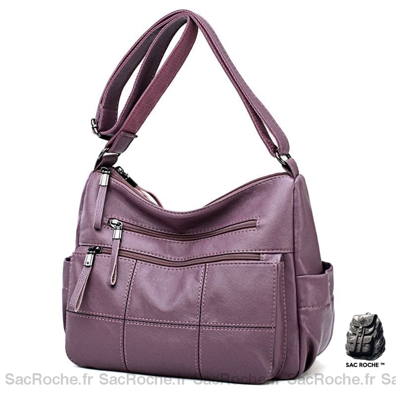 Sac Besace Femme Cuir Violet