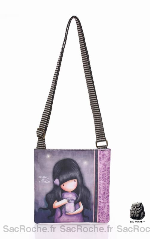 Sac Besace Femme Dessin Violet