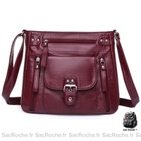 Sac Besace Femme en Cuir Souple - modèle Bordeaux / 27x10x24 cm - Sac Roche ™