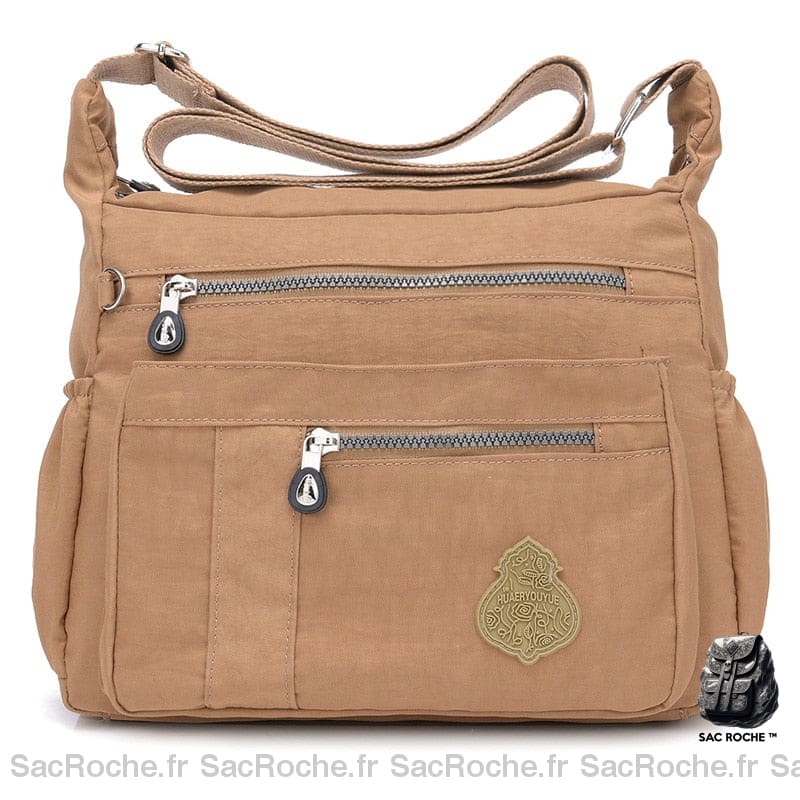 Sac Besace Femme En Nylon Beige / 32 X 11 24Cm