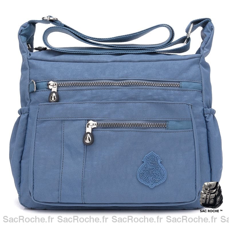 Sac Besace Femme En Nylon Bleu Clair / 32 X 11 24Cm