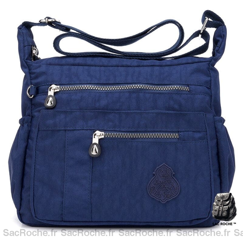 Sac Besace Femme En Nylon Bleu Marine / 32 X 11 24Cm