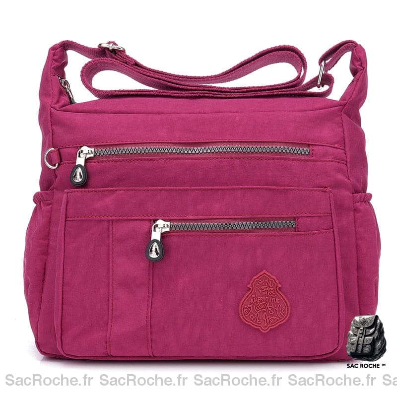 Sac Besace Femme En Nylon Fuschia / 32 X 11 24Cm