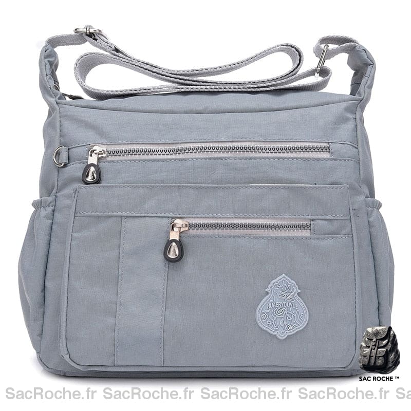 Sac Besace Femme En Nylon Gris / 32 X 11 24Cm