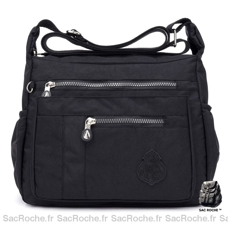 Sac Besace Femme En Nylon Noir / 32 X 11 24Cm