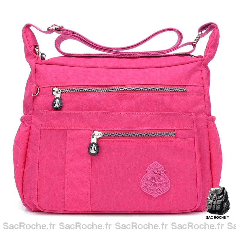 Sac Besace Femme En Nylon Rose / 32 X 11 24Cm