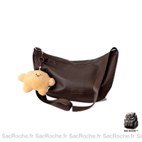 Sac Besace Femme : grand et pas cher - modèle Café / 40.5x23x10cm - Sac Roche ™