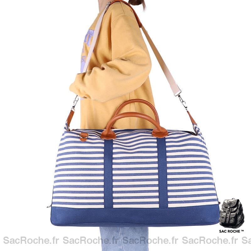 Sac Besace Femme Grand Format Bleu À Carreaux