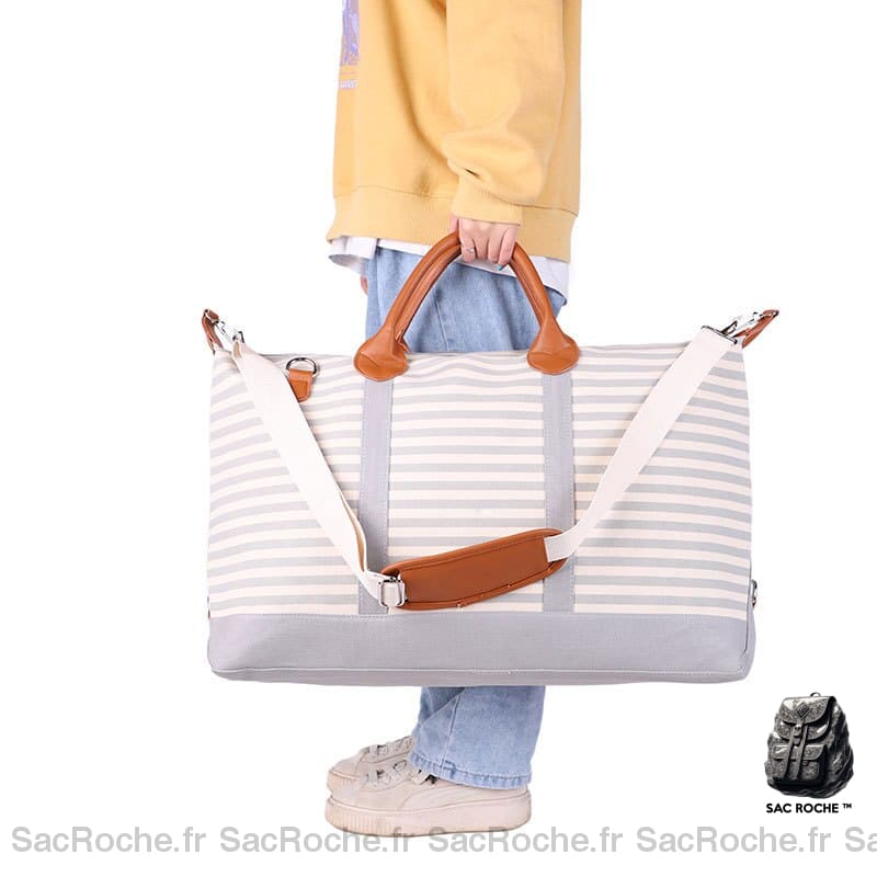 Sac Besace Femme Grand Format Gris À Carreaux