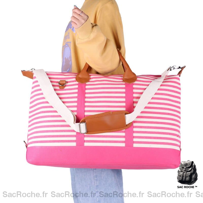 Sac Besace Femme Grand Format Rose À Carreaux