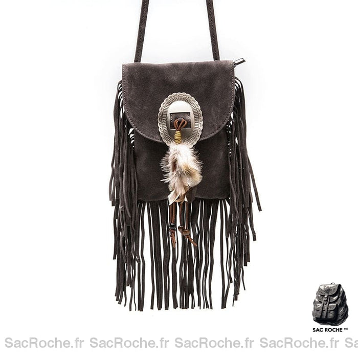Sac Besace Femme Gris Daim