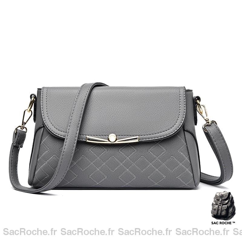 Sac Besace Femme Haut Gamme Gris / 26 X 10 16Cm