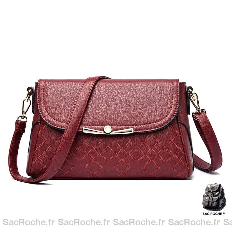 Sac Besace Femme Haut Gamme Rouge / 26 X 10 16Cm