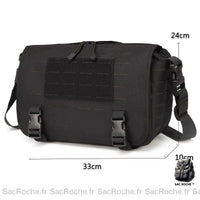 Sac Besace Femme Militaire - modèle Noir - Sac Roche ™