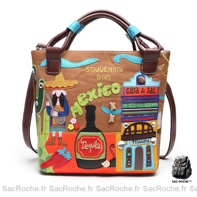 Sac Besace Femme Multicolore Marron