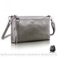 Sac Besace Femme Rectangulaire - modèle Argenté - Sac Roche ™