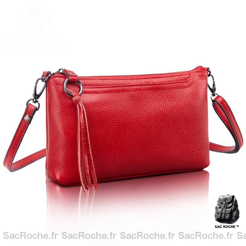 Sac Besace Femme Rectangulaire Rouge